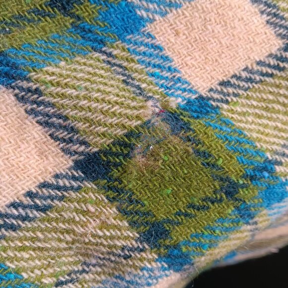 Vintage Women's Skirt 23" 1960's 1of1 Green Blue Tartan Wool Plaid Good Girl Mod - Picture 7 of 9